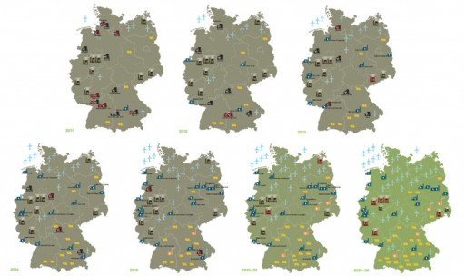 maps of Germany with energy icons