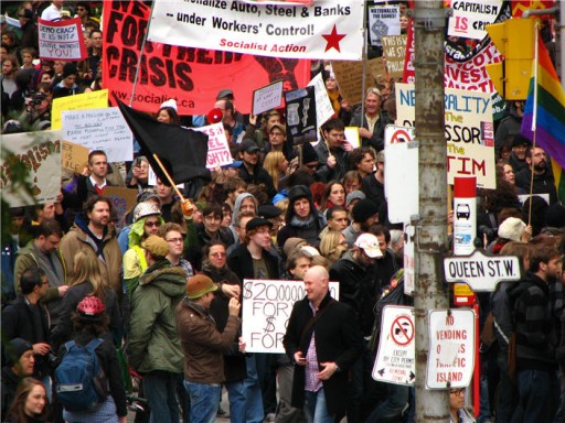 protester march on street