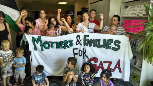 Protesters occupying MP Don Davies' office in 2014. Photo: Mothers and Families for Gaza