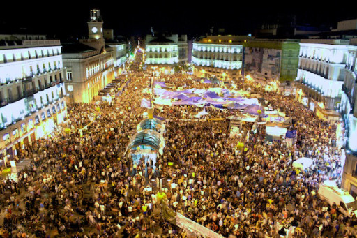 Puerta del Sol in Madrid during the 2011 Spanish protests (image by fotograccion via WikiMedia Commons)